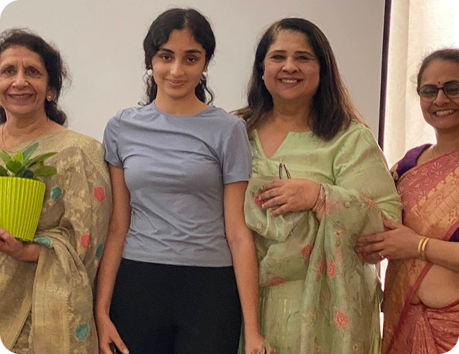 Trishha with Dr. Meenakshi Ahuja and medical professionals