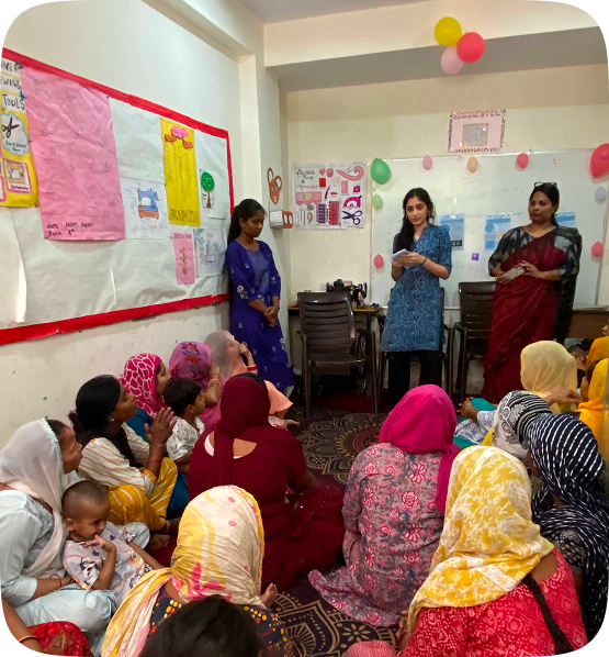 Community session with women discussing health awareness